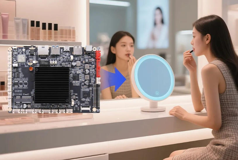  AIoT-3576E in Smart Mirror for Beauty Retail